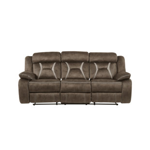 Fabric Sofa With Wood Trim Wayfair Mateas Sched Fabric Reclining Sofa