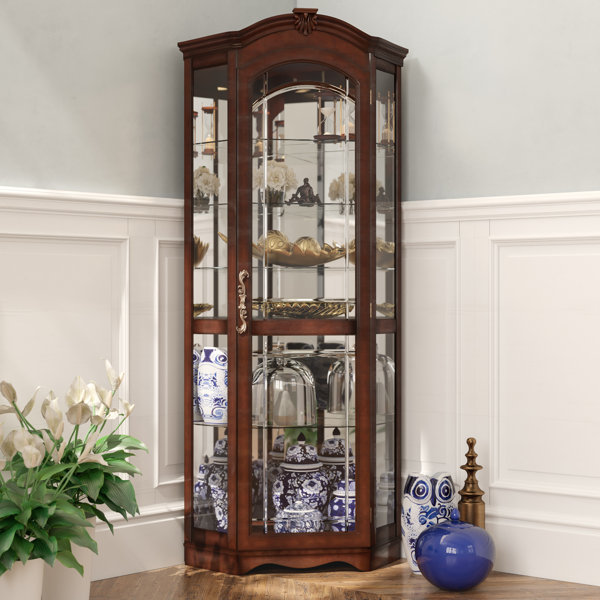 Darby Home Co Purvoche Lighted Corner Curio Cabinet Reviews Wayfair
