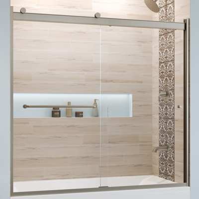 Basco Rotolo 60" x 57" Bypass Semi-Frameless Tub Door  Finish: Chrome, Glass Type: Clear