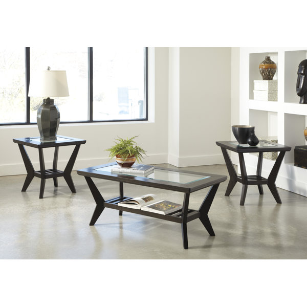 latitude run woodrow 3 piece coffee table set in brown & reviews latitude run woodrow 3 piece coffee table set in brown & reviews