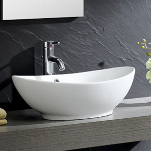 Modern Ceramic Oval Vessel Bathroom Sink with Overflow