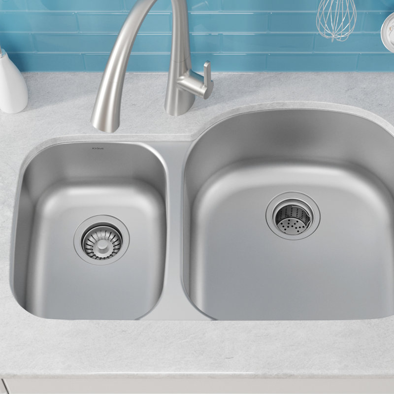 Kbu25 Kraus 32 L X 20 W Double Basin Undermount Kitchen Sink Kbu25 32 L X 20 W Double Basin Undermount Kitchen Sink