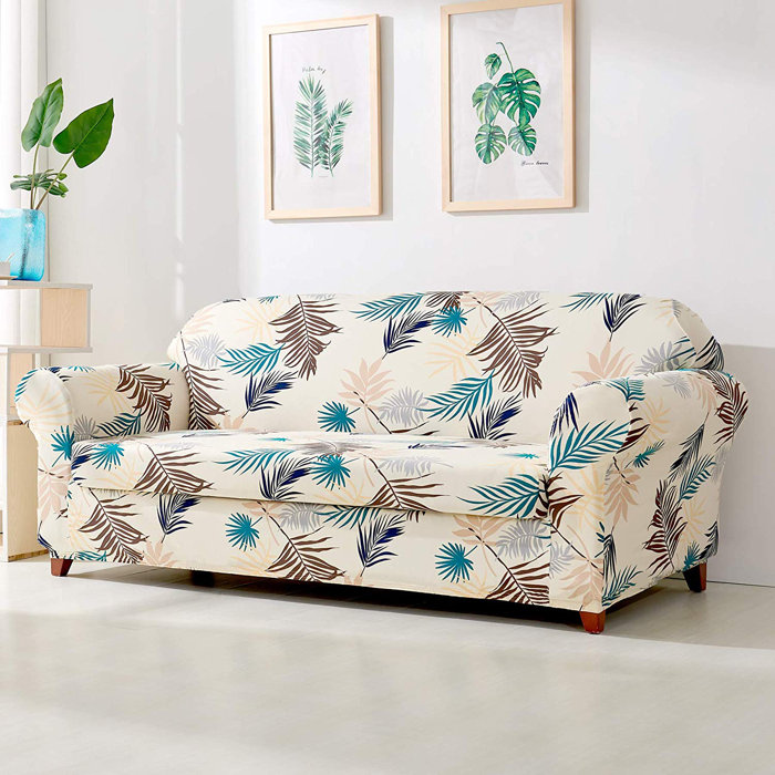 Leaves Printed Stretch Sofa Slipcover