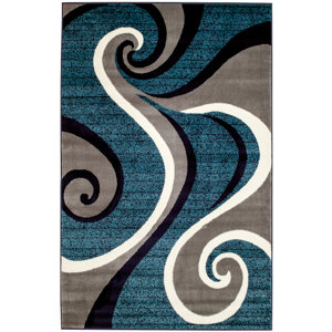 Rick Navy Blue/White Area Rug