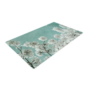 Iris Lehnhardt Flowering Season Teal/White Area Rug