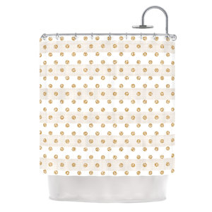 Linen Polka Stripes by Pellerina Design Dots Shower Curtain