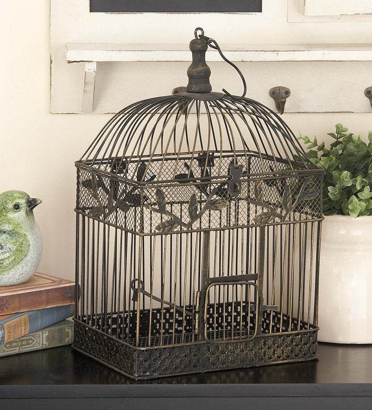 Cole & Grey 2 Piece Metal Decorative Bird Cage Set & Reviews Wayfair