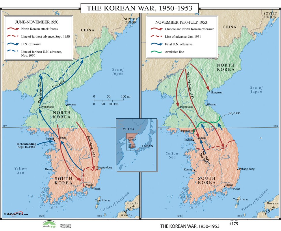 Universal Map World History Wall Maps - The Korean War 1950-53 ...