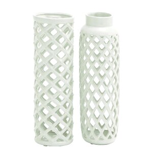 2 Piece Cylinder Ceramic Vase Set