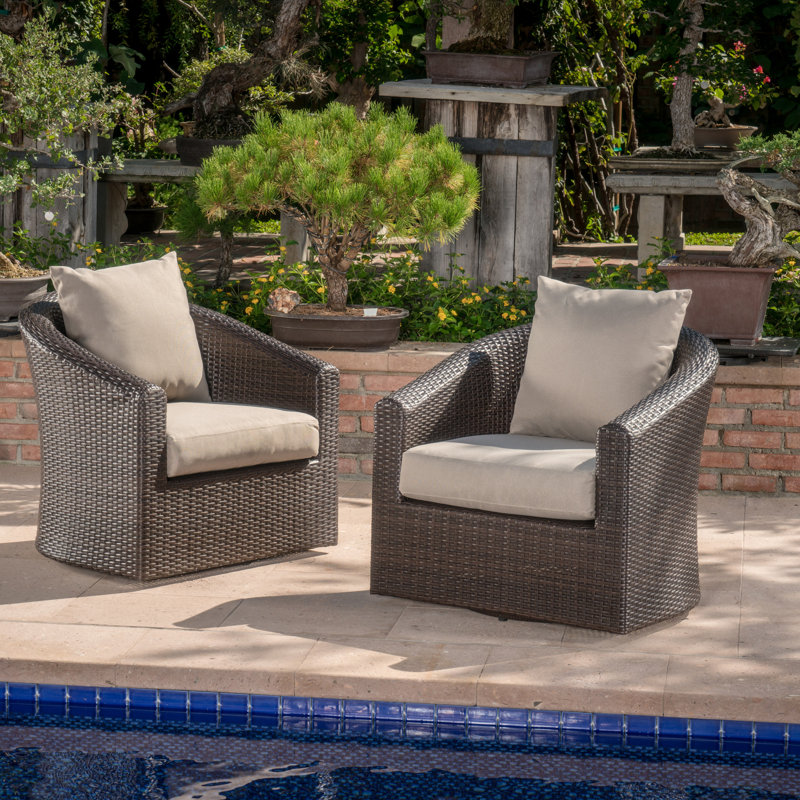 Red Barrel Studio Dierdre Outdoor Wicker Swivel Club Patio ... Convey breezy charm with a wicker lounge chair, sofa or woven end table.