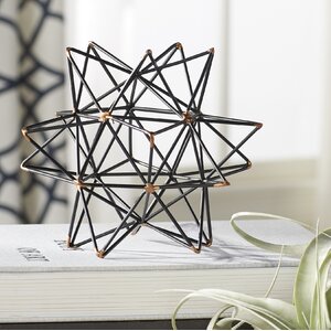 Wire Star Black/Gold Iron Sculpture