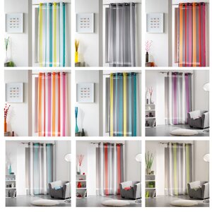 Riviera Striped Sheer Grommet Single Curtain Panel