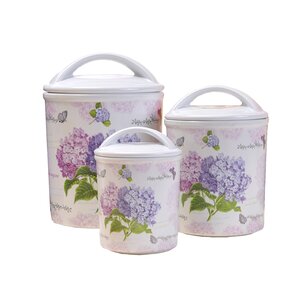 Helenie 3-Piece Hydrangea Melamine Canister Set