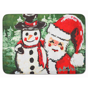 Friends Snowman and Santa Claus Memory Foam Bath Rug