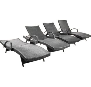 View Rebello Adjustable Wicker Chaise Lounge Set of
