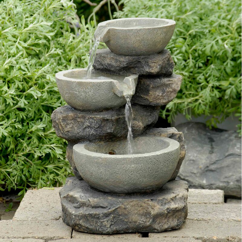 Jeco Inc. Resin/Fiberglass Tiered Multi Bowls Tabletop Fountain | Wayfair