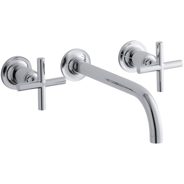 Purist Wall Mount Bathroom Sink Faucet Trim With 9 90 Degree Angle Purist Wall Mount Bathroom Sink Faucet Trim With 9 90 Degree Angle Spout And Cross Handles Requires Valve Reviews Allmodern