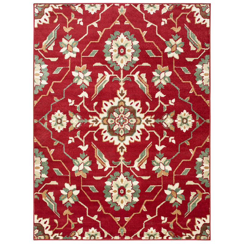 Charlton Home Rachel Borderless Traditional Red Area Rug Reviews Rachel Borderless Traditional Red Area Rug