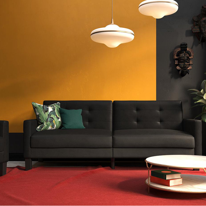 Ebern Designs Anabelle Faux Leather Convertible Sofa Reviews Anabelle Faux Leather Convertible Sofa