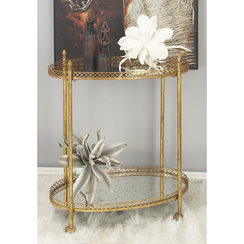 Mercer41 Royse Mirrored Bar Cart & Reviews Wayfair