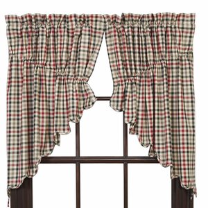 Chevery Scalloped Lined Prairie Curtain Valance (Set of 2)