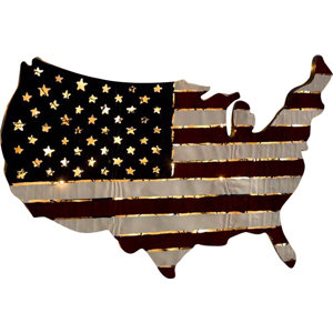 Lighted Americana Flag Art Wall Du00e9cor