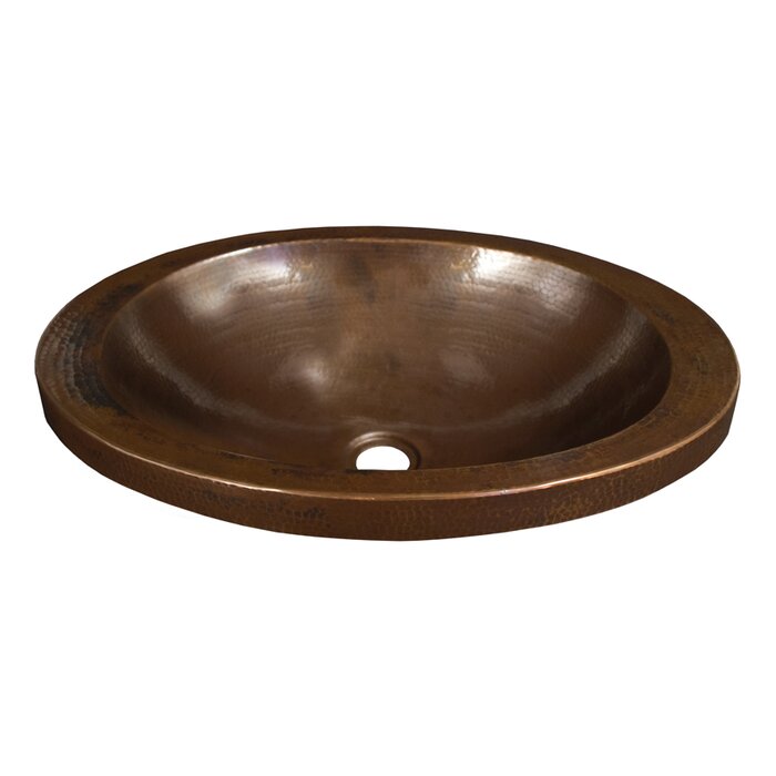 Hibiscus Metal Oval Drop In Bathroom Sink