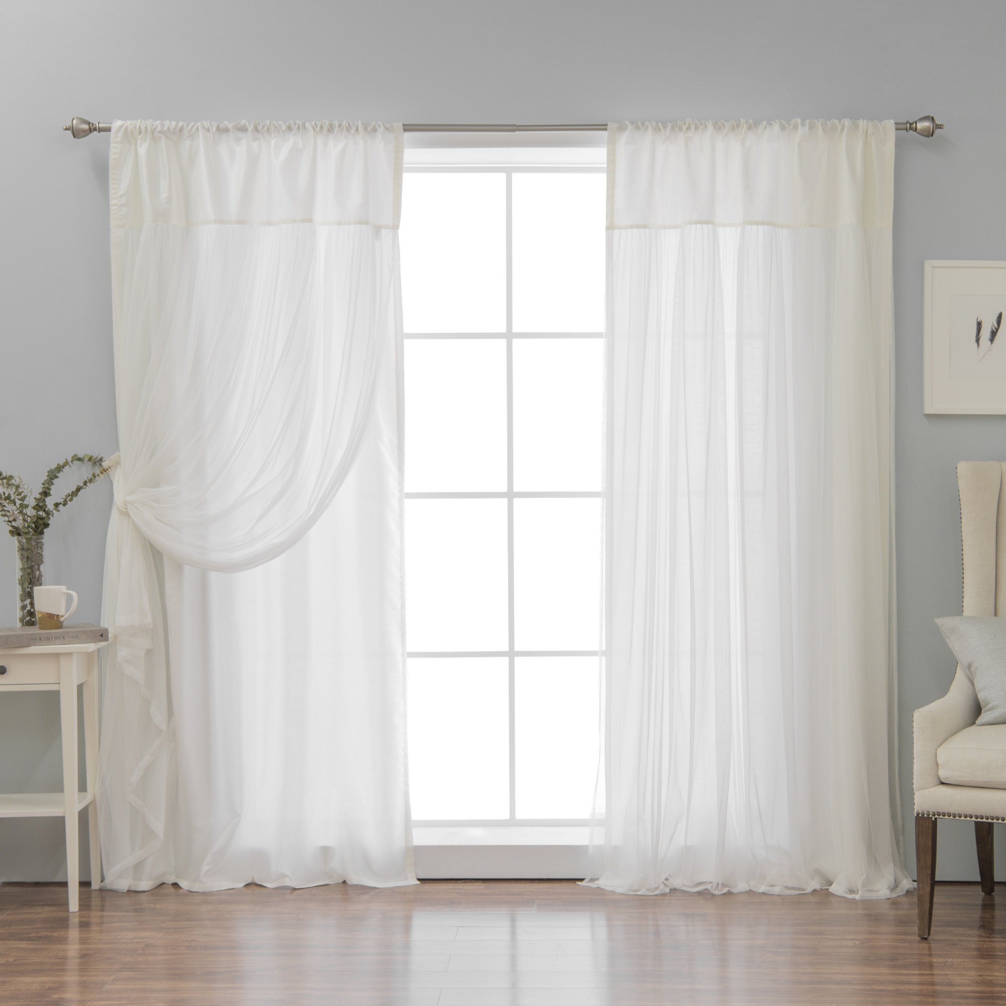 Ophelia Co Ariella Faux Silk Tulle Overlay Solid Semi Sheer Ariella Faux Silk Tulle Overlay Solid Semi Sheer Thermal Rod Pocket Curtain Panels Reviews Wayfair