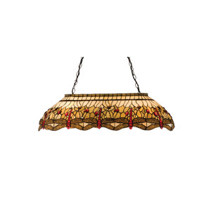 Victorian Tiffany Hanginghead Dragonfly Oblong 6-Light Pool Table Light