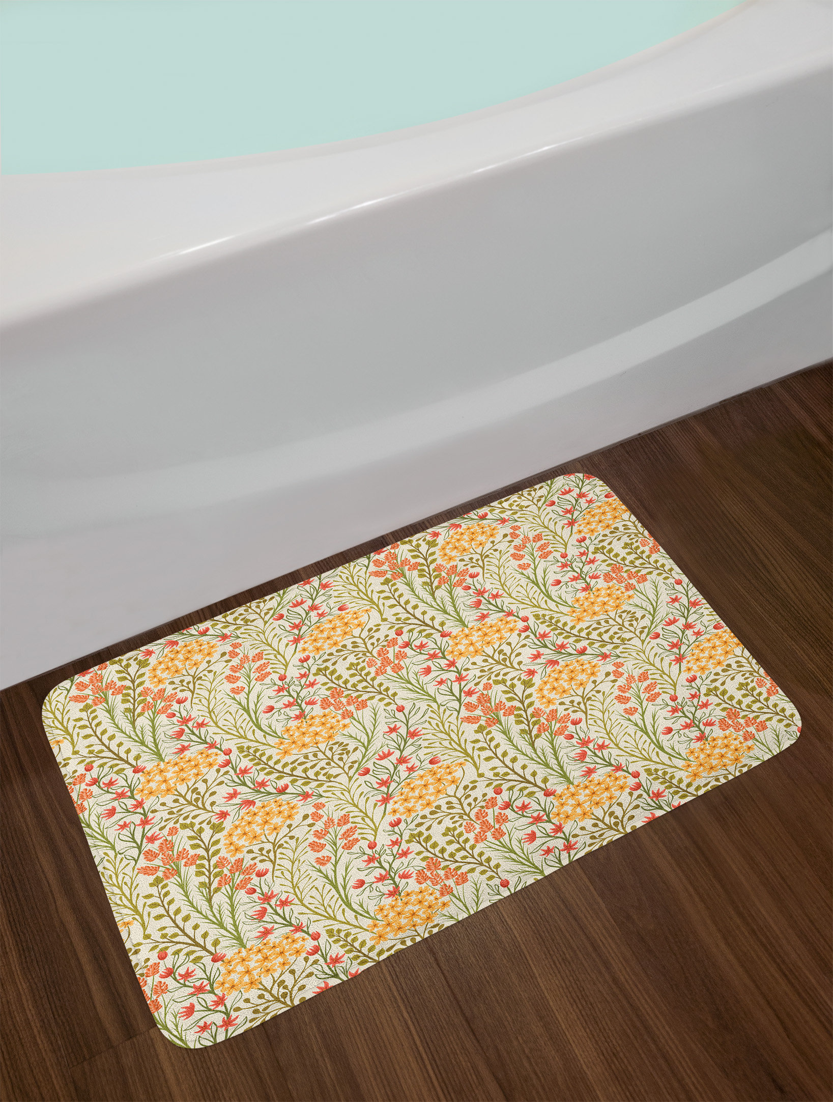East Urban Home Leaves Flower Bath Rug Wayfair