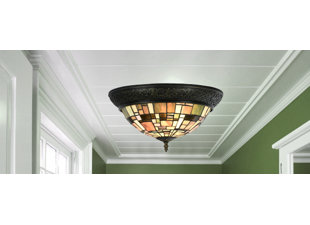 Tiffany Flush Mounts Semi You Ll Love Wayfair Paule Tiffany Style Stained Gl Modern Lines 2 Light Flush Mount
