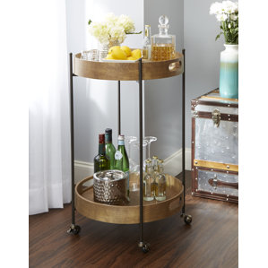 Ginnie 2-Tier Round Metal Frame Bar Cart by Williston Forge