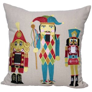 Classic Christmas Nutcracker Embroidered Holiday Linen Throw Pillow