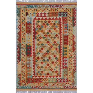 Cortez Kilim Hand-Woven Variegated Red Area Rug