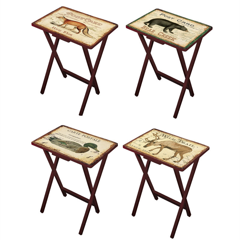 Loon Peak Senneterre Postcards 4 Piece Tv Tray Set Reviews Wayfair Senneterre Postcards 4 Piece Tv Tray Set
