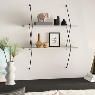 Dark Gray Opened Wall Shelf mcentee 2 wall shelf set with wire bracket