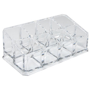Rectangular Clear Acrylic Cosmetic Organizer with 8 Spaces Storage