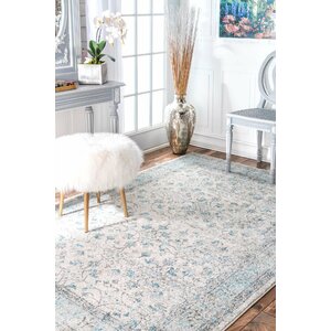 Navarrete Ivory & Cream/Blue Area Rug