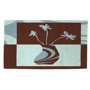 Minimalist Flowers 4 Brown/Blue Area Rug