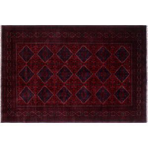 One-of-a-Kind Alban Tribal Geometric Hand-Knotted Red Area Rug