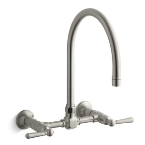 Hirisetwo-Hole Wall-Mount Bridge Kitchen Sink Faucet with 13-7/8