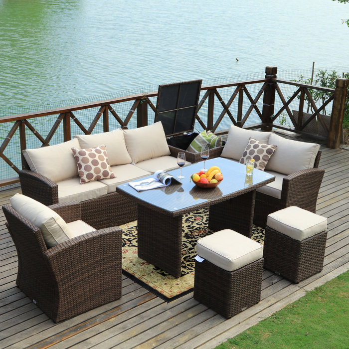 Benedetti 7 Piece Rattan Sofa Seating Group With Cushions