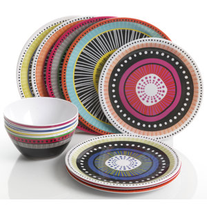 Hemel Melamine 12 Piece Dinnerware Set, Service for 4
