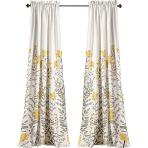 Hilliard Nature/Floral Room Darkening Thermal Rod Pocket Curtain Panels (Set of 2)