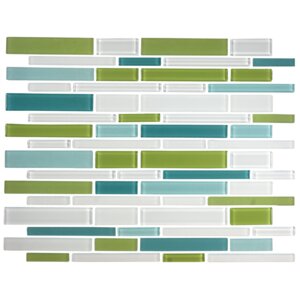 Signature Line Glass Mosaic Tile in Green/Gray/Blue