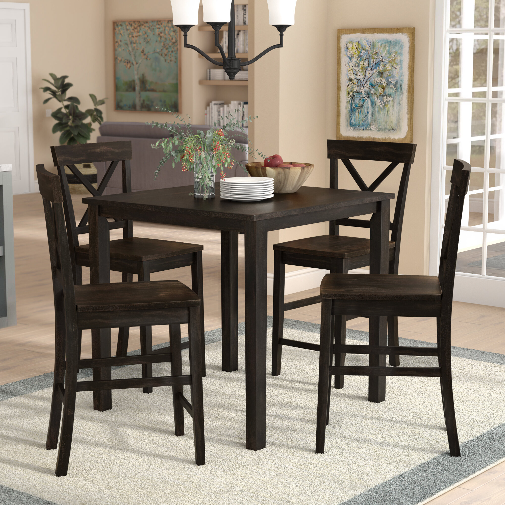 Alcott Hill Reeves 5 Piece Counter Height Dining Set Reviews Wayfair