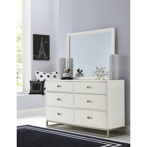 Jereme 6 Drawer Double Dresser with Mirror by Harriet Bee