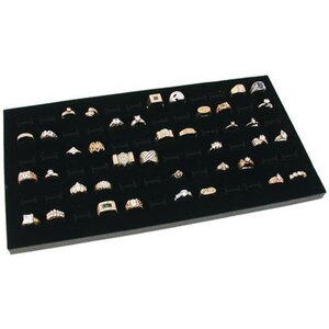 Glass Top 72 Slot Ring Tray Jewelry Display Case