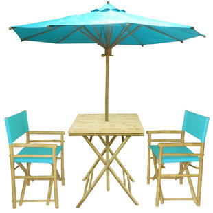 Bistro Set With Umbrella Wayfair Sinta Bamboo 3 Piece Bistro Set With Umbrella