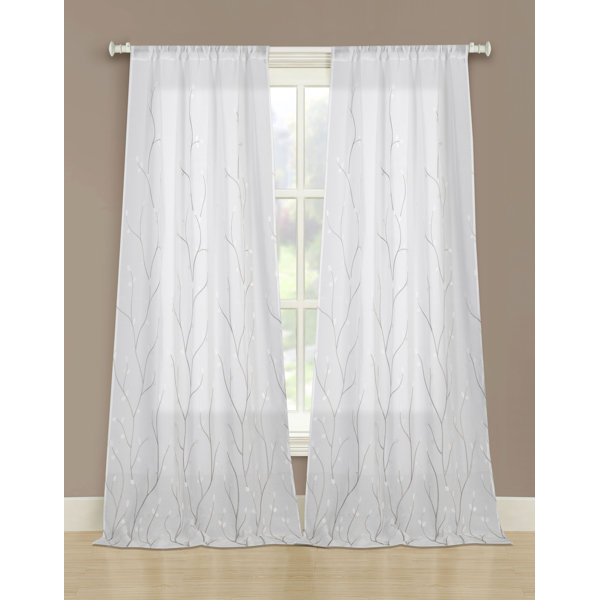 Laura Ashley Vine Embroidered Sheer Curtain Panels Laura Ashley Vine Embroidered Sheer Curtain Panels Reviews Wayfair
